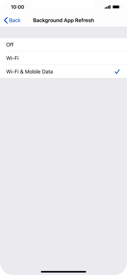 To turn off background refresh of apps, press Off.