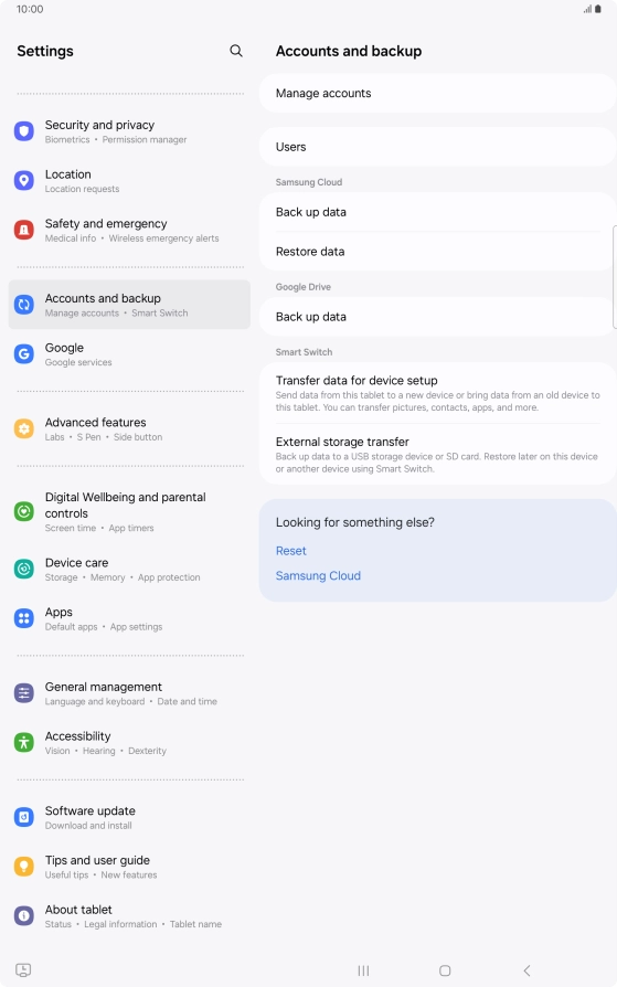 Press Manage accounts.