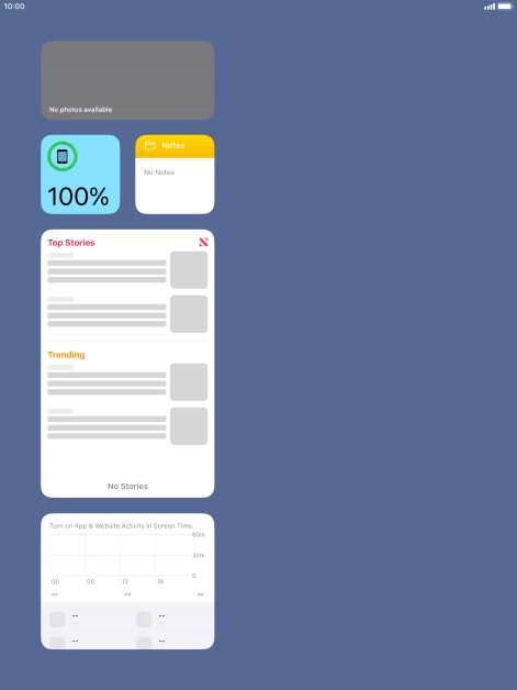 Slide your finger up or down on the screen to see more widgets.