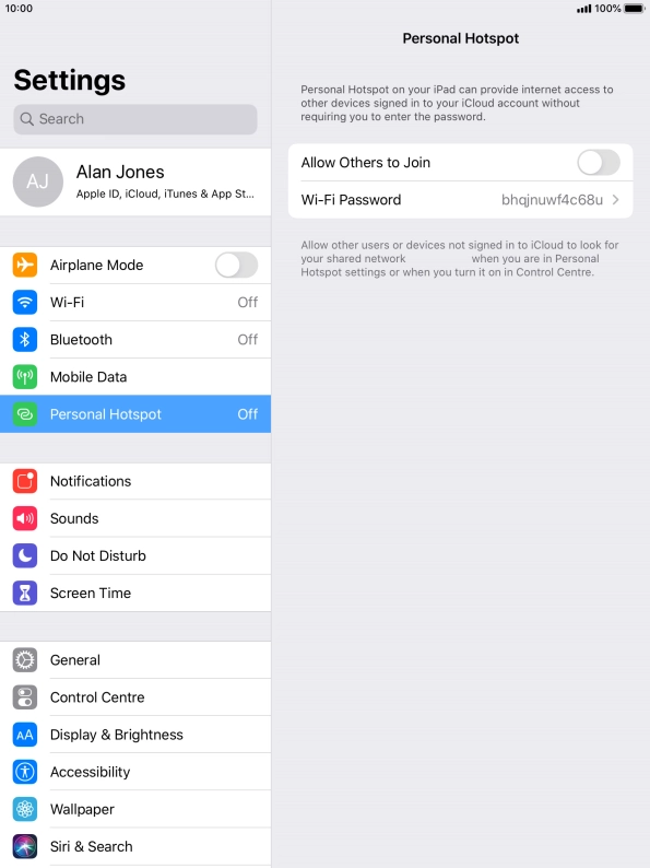 Press Wi-Fi Password and key in the required password.