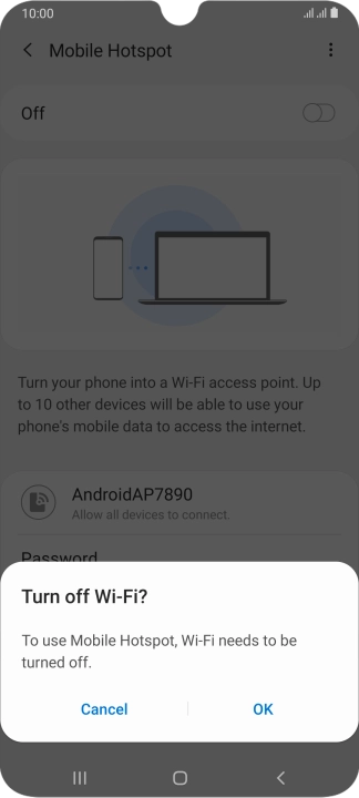 If Wi-Fi is turned on, press OK.