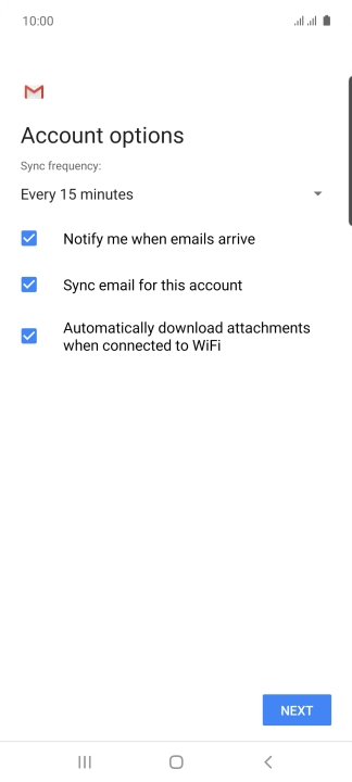 If this screen is displayed, you email account has been recognised and set up automatically. Follow the instructions on the screen to key in more information and finish setting up your phone.