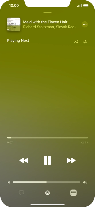 Press the shuffle icon to turn the function on or off.