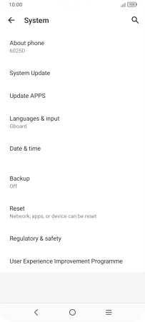 Press System Update. If a new software version is available, it's displayed. Follow the instructions on the screen to update the phone software.