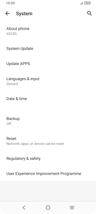 Press System Update. If a new software version is available, it's displayed. Follow the instructions on the screen to update the phone software.