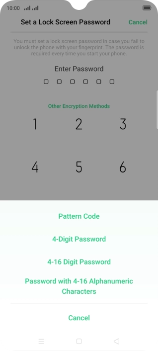 Press the required phone lock code and follow the instructions on the screen to create an additional phone lock code.