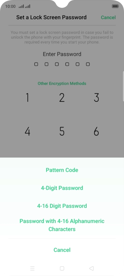Press the required phone lock code and follow the instructions on the screen to create an additional phone lock code.