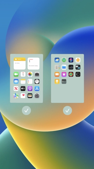 Press the fields below the required home screens to select or deselect them.
