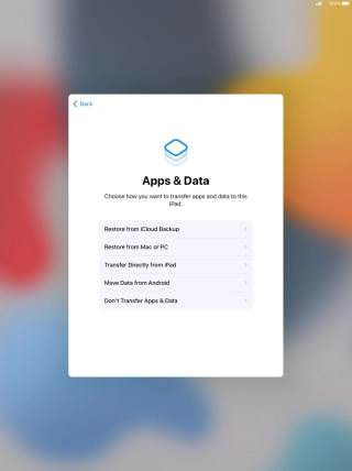 Press Don't Transfer Apps & Data and follow the instructions on the screen to finish the activation.