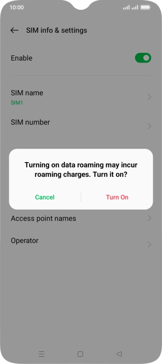 If you turn on the function, press Turn On.
