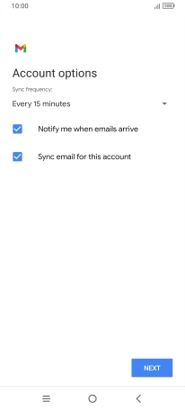 If this screen is displayed, you email account has been recognised and set up automatically. Follow the instructions on the screen to key in more information and finish setting up your phone.