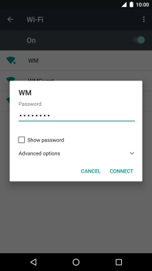 Key in the password for the Wi-Fi network and press CONNECT.