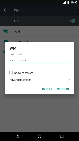 Key in the password for the Wi-Fi network and press CONNECT.