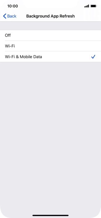 To turn off background refresh of apps, press Off.