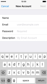 Press Email and key in your email address.