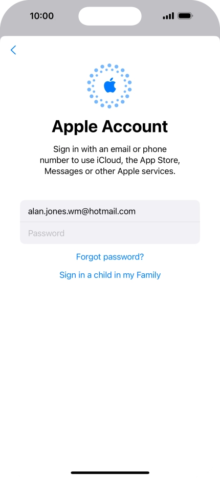 Press Password and key in the password for your Apple ID.