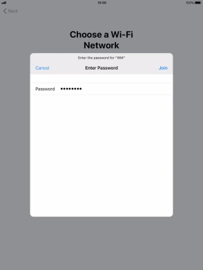 Key in the password for the Wi-Fi network and press Join.