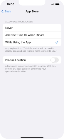 Press the required setting to turn the function on or off.
