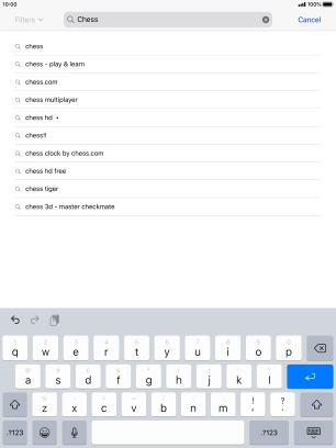 Key in the name or subject of the required app and press enter.