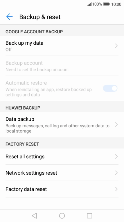 Press Factory data reset.