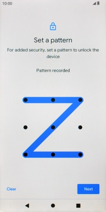 Slide your finger across the screen to connect at least four points and press Next.