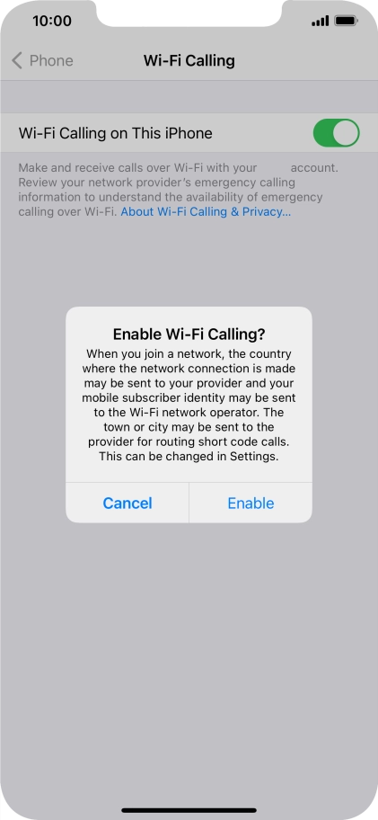 If you turn on the function, press Enable.
