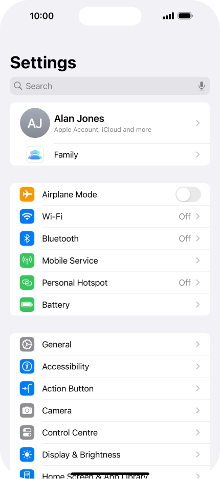 Press your Apple ID.