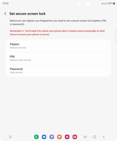 Press the required phone lock code and follow the instructions on the screen to create an additional phone lock code.