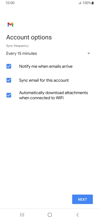 If this screen is displayed, you email account has been recognised and set up automatically. Follow the instructions on the screen to key in more information and finish setting up your phone.