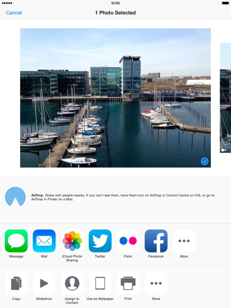 Press the AirDrop icon to turn on the function.