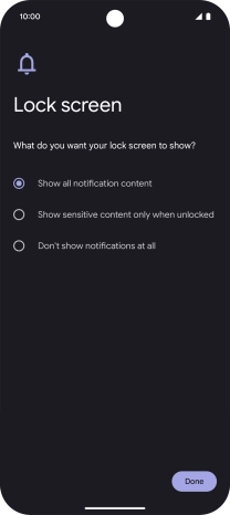 Press the required setting.