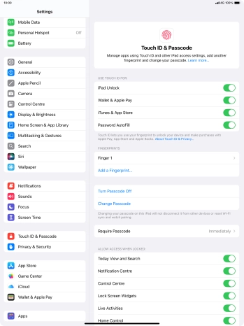 Press the indicators next to the required settings to turn them on or off.