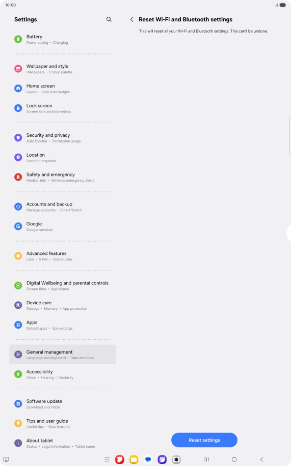 Press Reset settings.