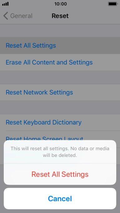Press Reset All Settings.