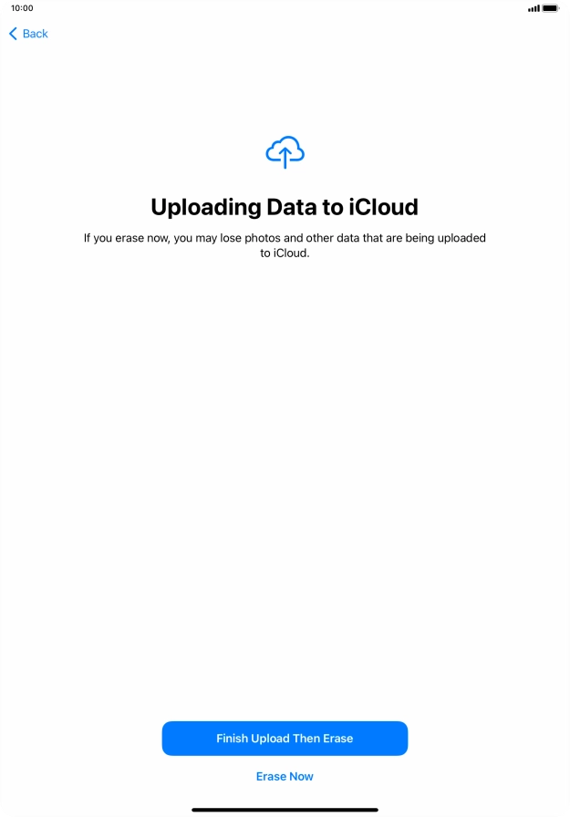 Press the required setting.