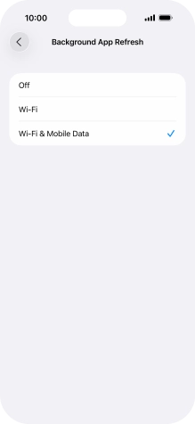 To turn off background refresh of apps, press Off.
