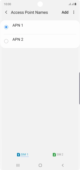 Press the field next to the data connection to activate it.