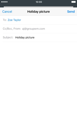 Press the text input field and write the text for your email message.