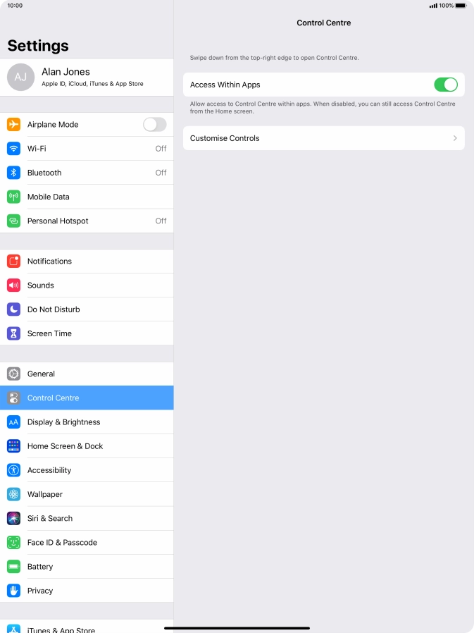Press the indicator next to 