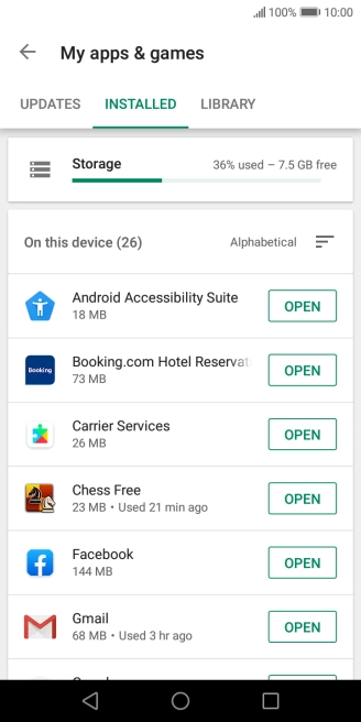 Press the required app.