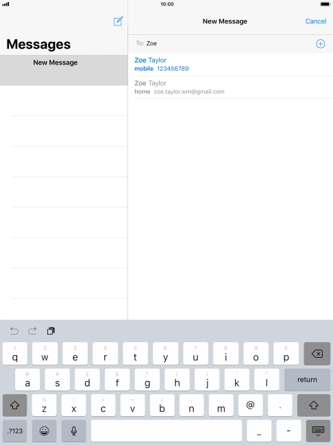 Press the required contact.