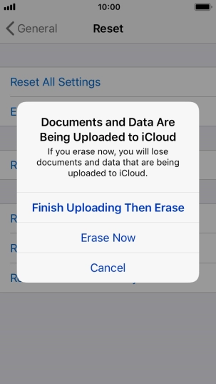 Press the required setting.