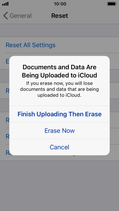 Press the required setting.