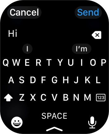 Press the microphone icon and record the message.