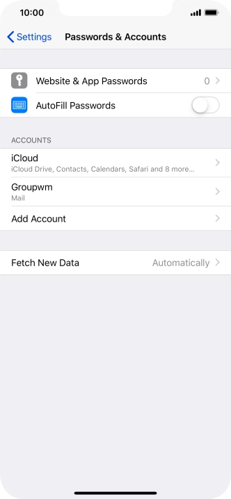 Press the name of the email account you've just set up.