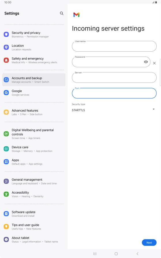 Press the drop down list below 