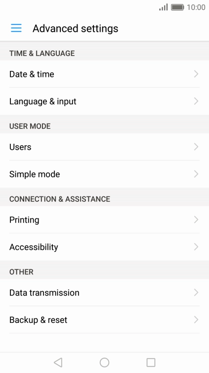 Press Backup & reset.