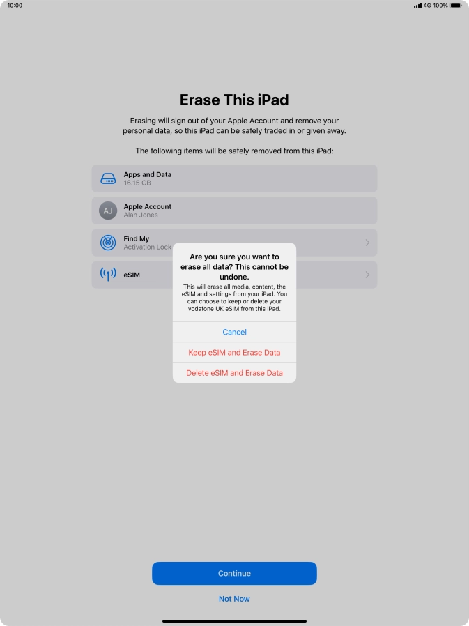 Press the required setting.