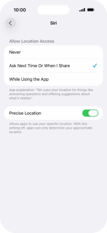Press the required setting to turn the function on or off.