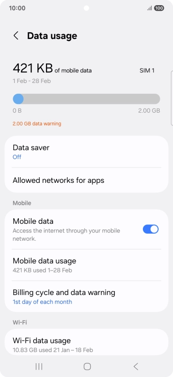 The total data usage is displayed.